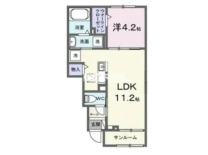 ROSA III(1LDK/1階)の間取り写真