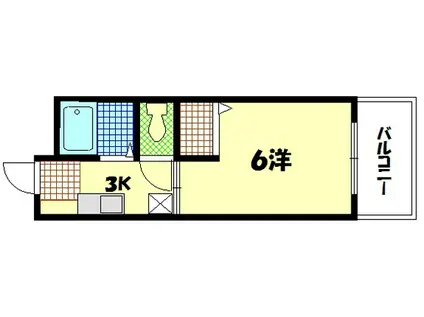 ディアス向洋(1K/1階)の間取り写真