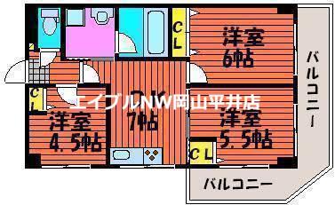 セントエルモ門田文化町(3DK/4階)の間取り写真