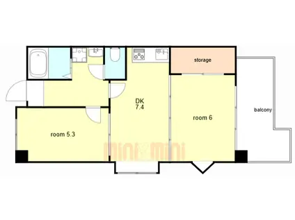 リッジヴィラ六甲(2LDK/6階)の間取り写真