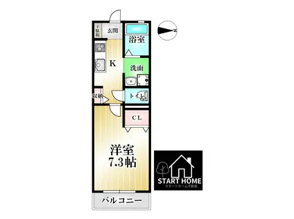 グレイスSASAKI(1K/1階)の間取り写真