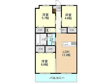 ひだまりレジデンスI(3LDK/3階)の間取り写真