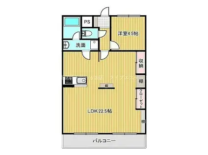 カワイマンションII(1LDK/3階)の間取り写真