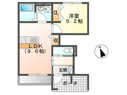 フォンテーヌ(1LDK/1階)の間取り写真