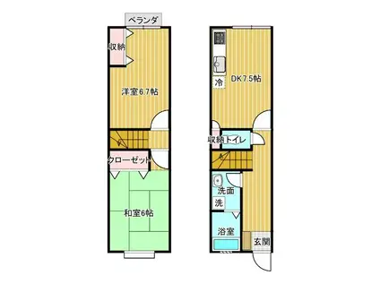 ツインピア舟入II(2DK/1階)の間取り写真