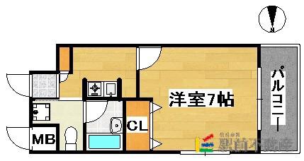 ダイナコートエスタディオ平尾(1K/2階)の間取り写真