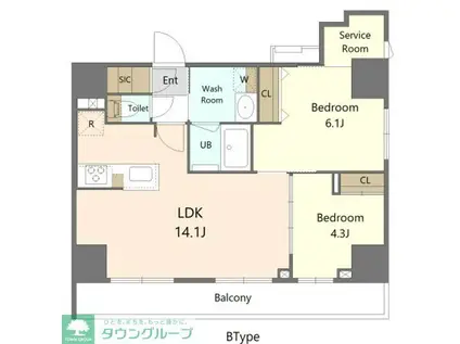 ALIVIS東京尾久(2SLDK/10階)の間取り写真