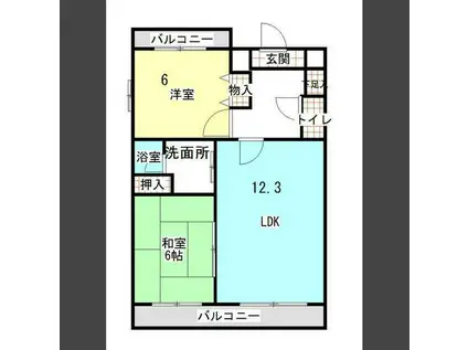 安井マンション(2LDK/5階)の間取り写真