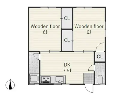 シーサイドヴィラ(2DK/1階)の間取り写真