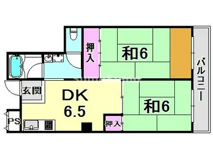 サングリーン大島(2DK/2階)の間取り写真