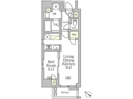 アジールコート松濤(1LDK/4階)の間取り写真