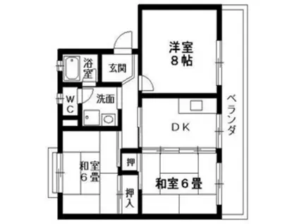栗東ハイツ(3DK/4階)の間取り写真