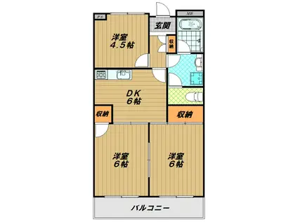 ラ・メゾンエスポワール(3DK/1階)の間取り写真