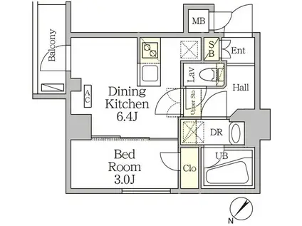 アジールコート池尻大橋(1DK/3階)の間取り写真