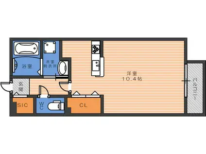 フラット桃ヶ池(1K/1階)の間取り写真