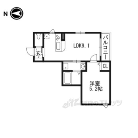 シャーメゾン伊勢屋(1LDK/2階)の間取り写真