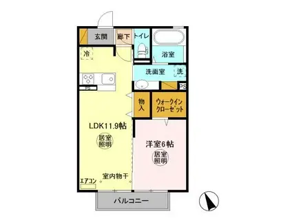 D-ROOM赤塚 B(1LDK/2階)の間取り写真