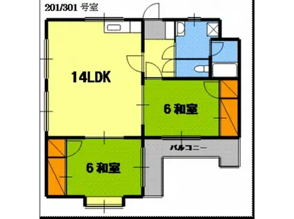 コーポ緑井(2LDK/2階)の間取り写真
