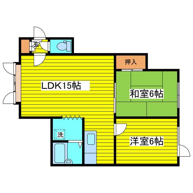 パークハイツ本町(2LDK/2階)の間取り写真