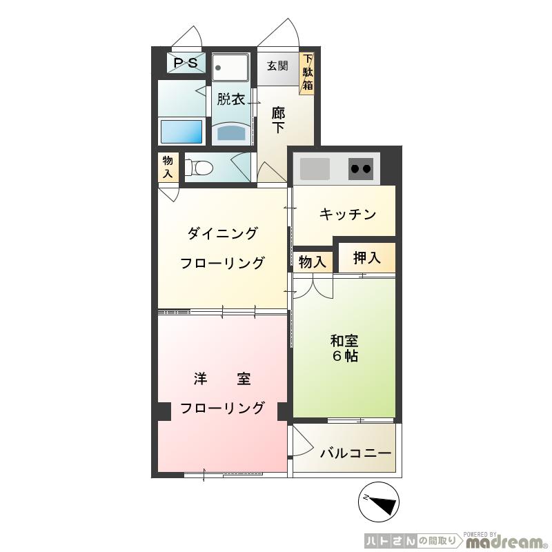 ウィステリア馬込(2DK/3階)の間取り写真