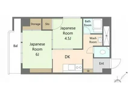 シャンボール東雲(2DK/6階)の間取り写真