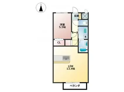 プランドールほなみ(1LDK/2階)の間取り写真