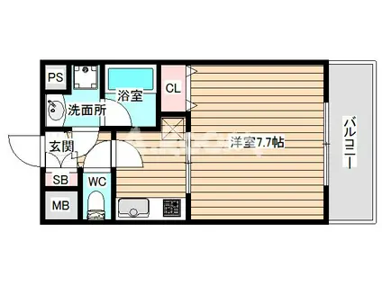 プレジオ・福島(1K/3階)の間取り写真