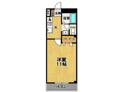 トレスフロール(1K/1階)の間取り写真