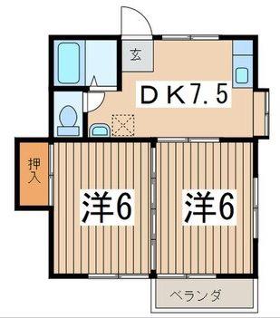 シャトレ(2DK/1階)の間取り写真