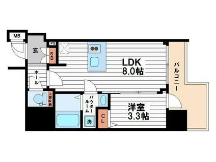 プレサンス北浜オリジン(1LDK/7階)の間取り写真