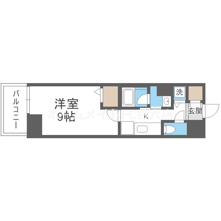 サンエール南堀江(1K/4階)の間取り写真