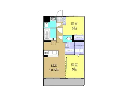 サンホープ長田(2LDK/4階)の間取り写真