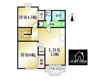 サンハイツ(2LDK/2階)の間取り写真