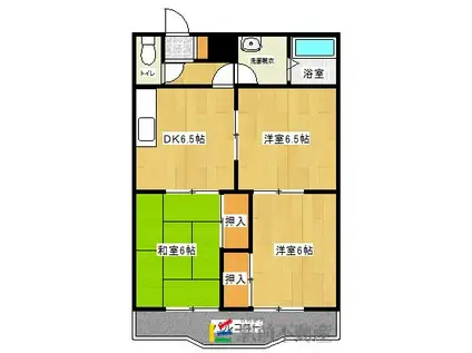 ロイヤルハイツ甘木(3DK/4階)の間取り写真