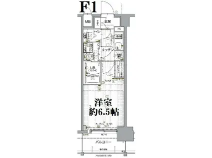 エスリード中之島ザ・コア(1K/5階)の間取り写真