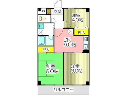 マグノリアハイツ(3DK/4階)の間取り写真