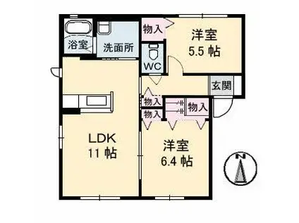 エアトベールA(2LDK/1階)の間取り写真