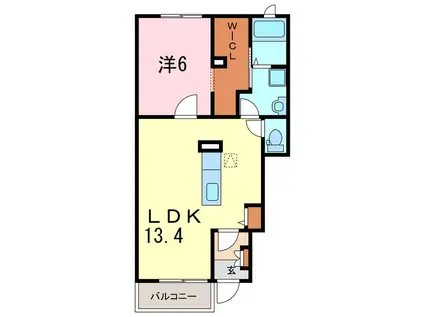 フリシュ・M II(1LDK/1階)の間取り写真
