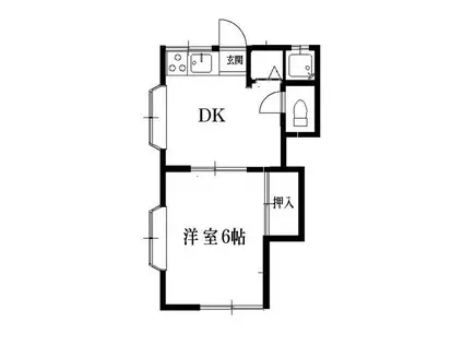 さがみ野シティパレスⅢ(1DK/2階)の間取り写真