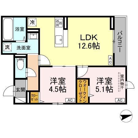 D PAINA EGAWA I(2LDK/3階)の間取り写真
