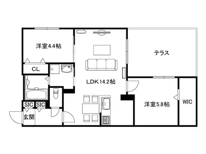 ブランシャールKI幌平橋(2LDK/1階)の間取り写真