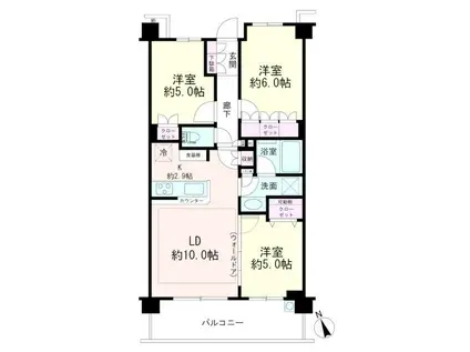 パレステージ上大岡シャインコート(3LDK/5階)の間取り写真