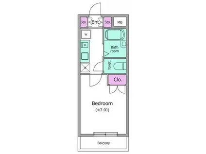レジディア浦安(1K/4階)の間取り写真