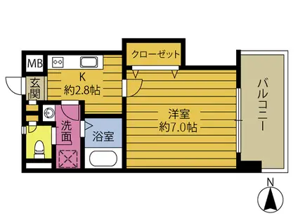 B-STAGE(1K/5階)の間取り写真