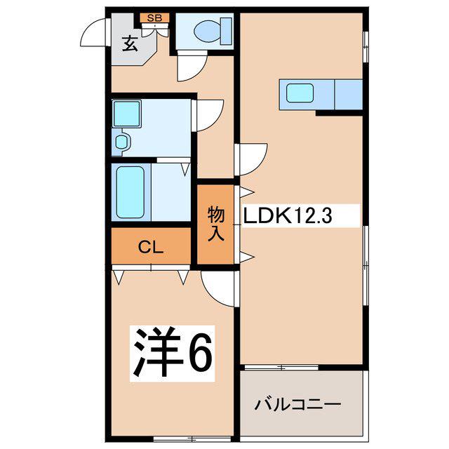 リバーサイド向町(1LDK/2階)の間取り写真