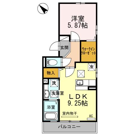 アンベリール(1LDK/1階)の間取り写真