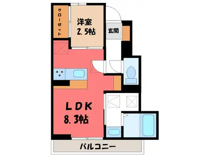 シンボルバーム・ラオム(1LDK/1階)の間取り写真