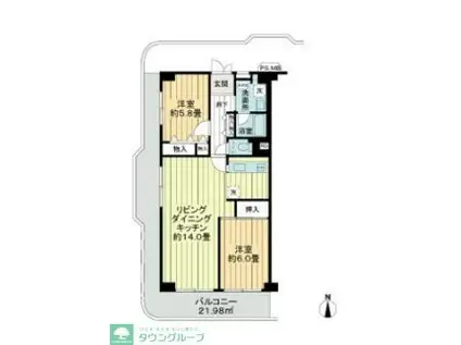 新小岩ガーデンハイツ(2LDK/3階)の間取り写真