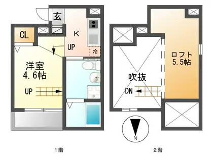 CITY CUBE(1K/2階)の間取り写真