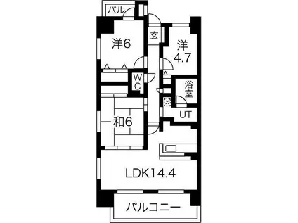 元今泉レジデンス(3LDK/6階)の間取り写真